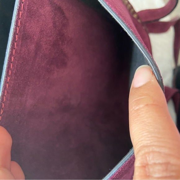 Sundance fringe wine burgundy suede studded western adjustable bag crossbody - Picture 13 of 16